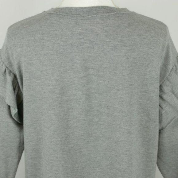 UGG Amara Women's XS Gray Crewneck Ruffled 3/4 Sleeve Sweatshirt - Picture 5 of 9